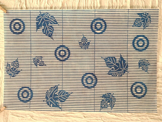 型染和紙,青