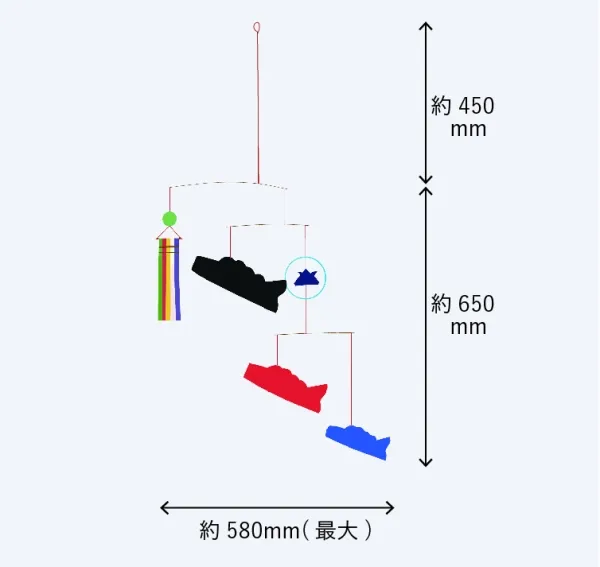 和紙 鯉のぼり モビール「爽々」5