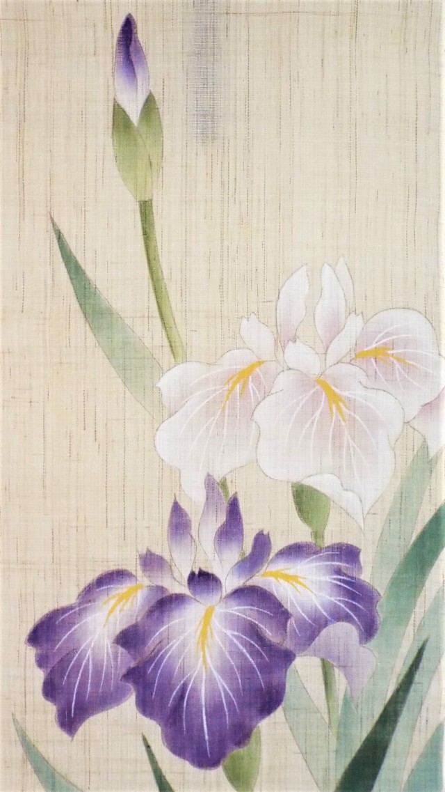 手描きタペストリー 五月晴れ花菖蒲2